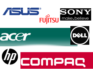 Sony, Asus, Samsung, Lenovo, Msi, Acer, Hp, Fujitsu, Dynabook, Razer, Asus Rog, Toshiba, Dell, intel, microsoft surface, Alienware